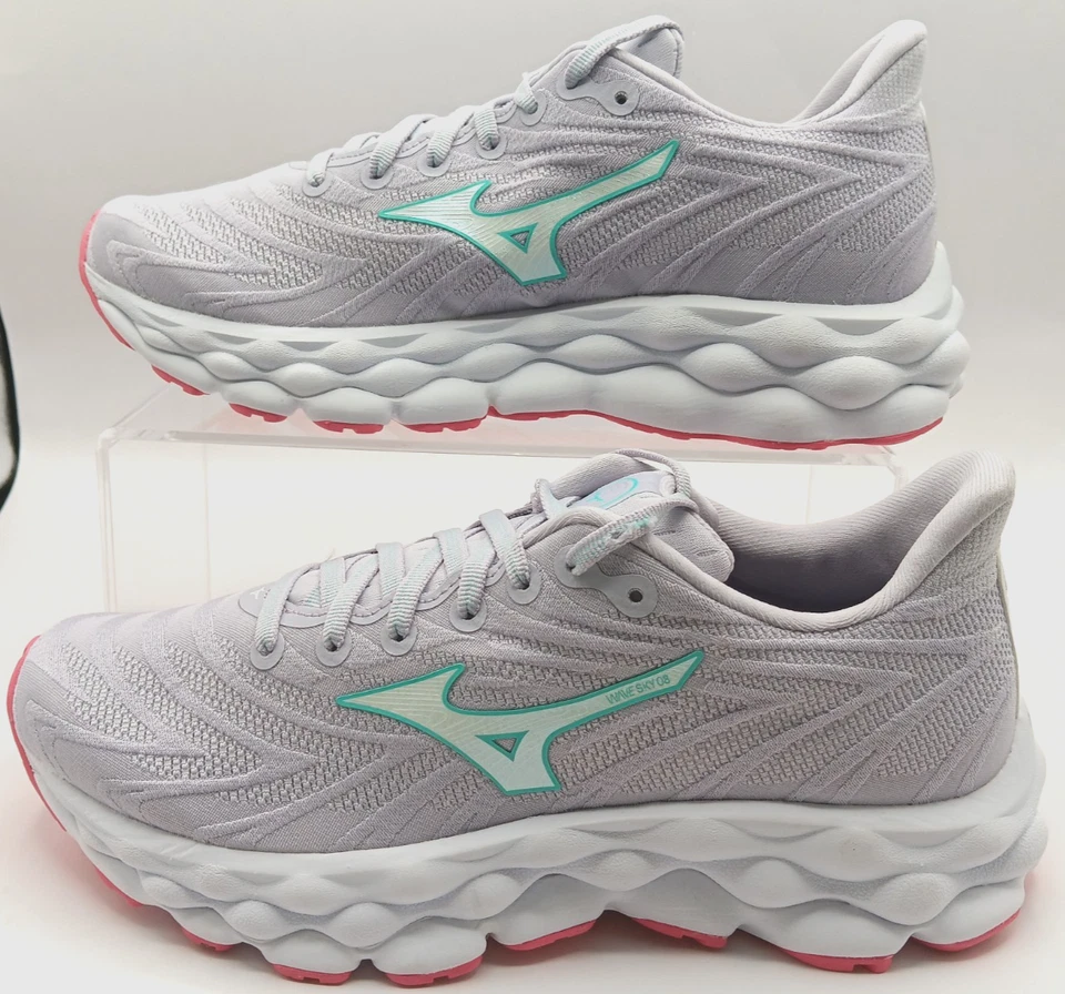 Mizuno Wave Sky 8 Gray Lught Purple White Women's Running Shoes Size 7.5 NEW  - Image 2 of 4