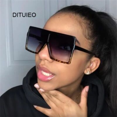 Oversized Shades Black Square Sunglass Women Retro Fashion