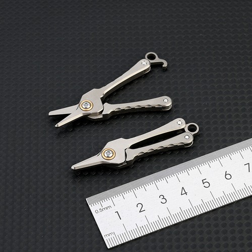 55MM Titanium Alloy Mini Scissors Keychain Pendant EDC Tool Snap Lock Scissors - Picture 5 of 11