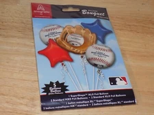 5 Piece MLB Baseball Birthday Balloon Bouquet Party Supplies, Foil Glove & Ball