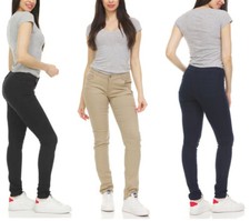 Women's Mid Rise Skinny Chino Pants 5 Pocket Super Stretch Work Pants S-5XL FS
