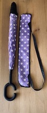 Purple/White Polka Dot  Black Double Layer Reverse Umbrellas - C Shaped Handle