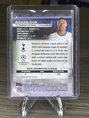 Carte Aqua Stadium Club Signée Richarlison - Tottenham & Brésil - Avec Certificat
