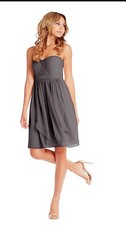 NWT Jenny Woo Keira Convertible Strapless Chiffon Dress Size 6 Charcoal