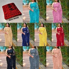Women's Net Saree With Separate Blouse Piece