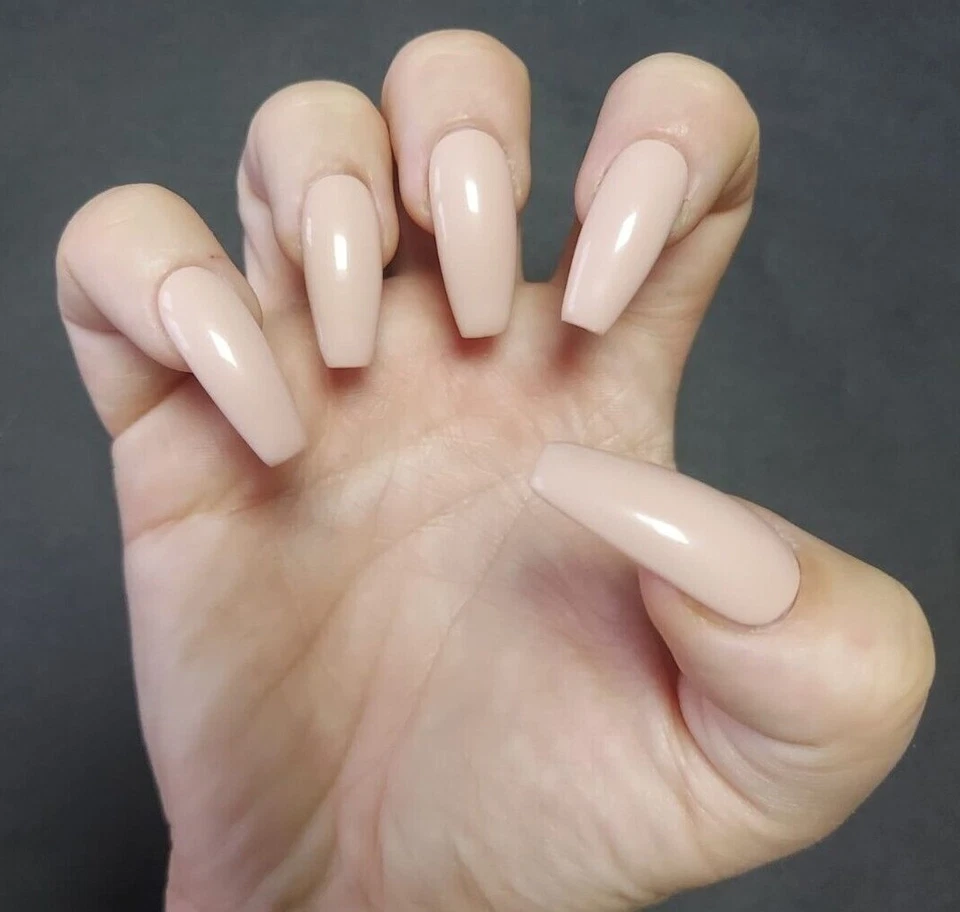 24x Light Nude Pink False Nails UV Gel Press On Nails Coffin Stiletto Square