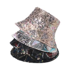 Donna Secchio Cappello Pesca Lustrini Hip-Hop Brillantini Bling Festa Largo Tesa