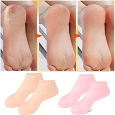 2 Pair Full Length Silicone Gel Moisturizing Socks Foot Care Protector Free Ship
