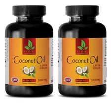 Antioxidant boost - COCONUT OIL EXTRA VIRGIN - healthy skin eyes nails - 2 Bott