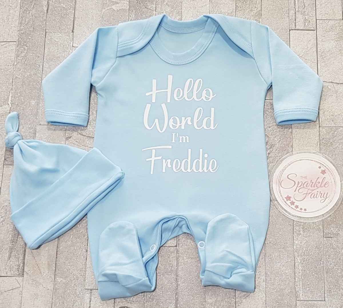 Romper Hello World Baby Boy Coming Home Outfit BLUE HELLO WORLD