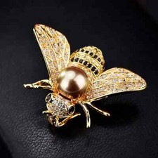 Women Fashion Bee Brooch Crystal Rhinestone Animal Pin Party Corsage Jewelry