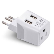 Ceptics USA to Brazil Travel Adapter Plug - Type N - Dual USB CTU-11C
