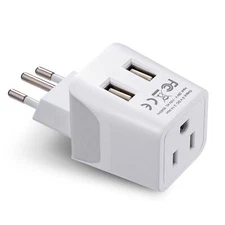 Ceptics USA to Brazil Travel Adapter Plug - Type N - Dual USB (CTU-11C)