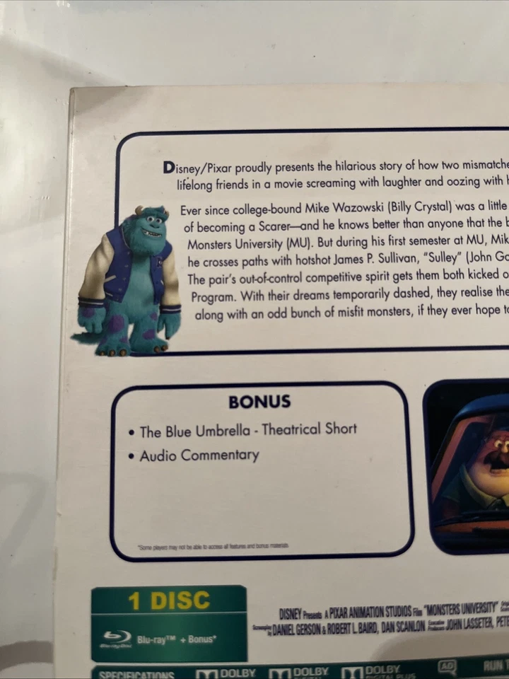 Monsters University. Blu-Ray. Sealed. Disney. Pixar. - Image 3 of 4