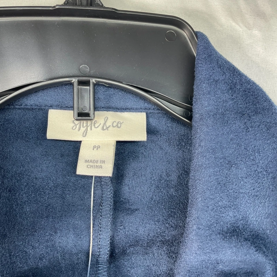 Style & Co.Faux Suede Jacket Womens Size Petite Petite PP Navy Blue Pockets New - Image 3 of 4