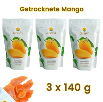 [ 3 x 140 g ] Doi Kham Getrocknete Mango Trockenfrüchte Thai Snack