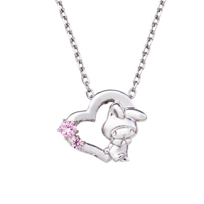 Sanrio White Clover My Melody Silver Heart Necklace Size 40cm SAMM-N051RD New