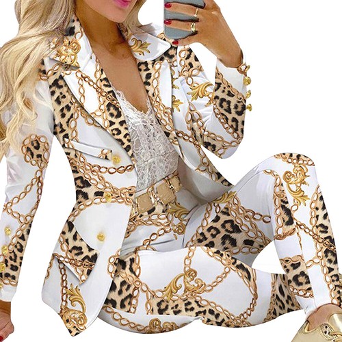 Womens Business Blazer Jacket Set Ladies Formal OL Work Co-ord Trousers Suits US - Picture 5 of 15