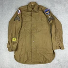 Vintage US Army Shirt Adult 14x32 Green Flannel WW2 40s 1940s Military