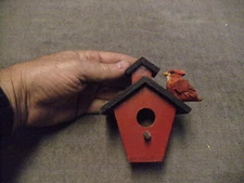 Rustic School House  Novelty  Birdhouse with Red Bird, See Pictures