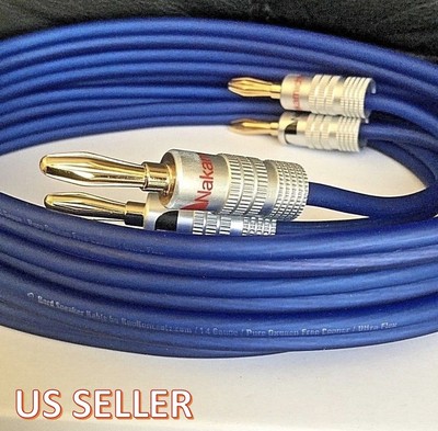 Nakamichi banana plugs 15ft SPEAKER CABLE 14 Gauge OFC Wire by KnuKonceptz