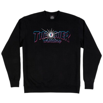 Thrasher Magazine x Alien Workshop Skateboards Nova Black Crew Sweatshirt