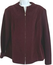 Norton Mcnauchton Size 16 Faux Burgundy Suede Jacket With Ribbed Knit Sleeves