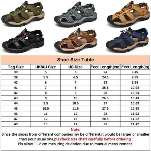 Men's Leather Sandals Closed Toe Beach Nonslip Summer Outdoor-Sport Hiking Shoes - Picture 2 of 27