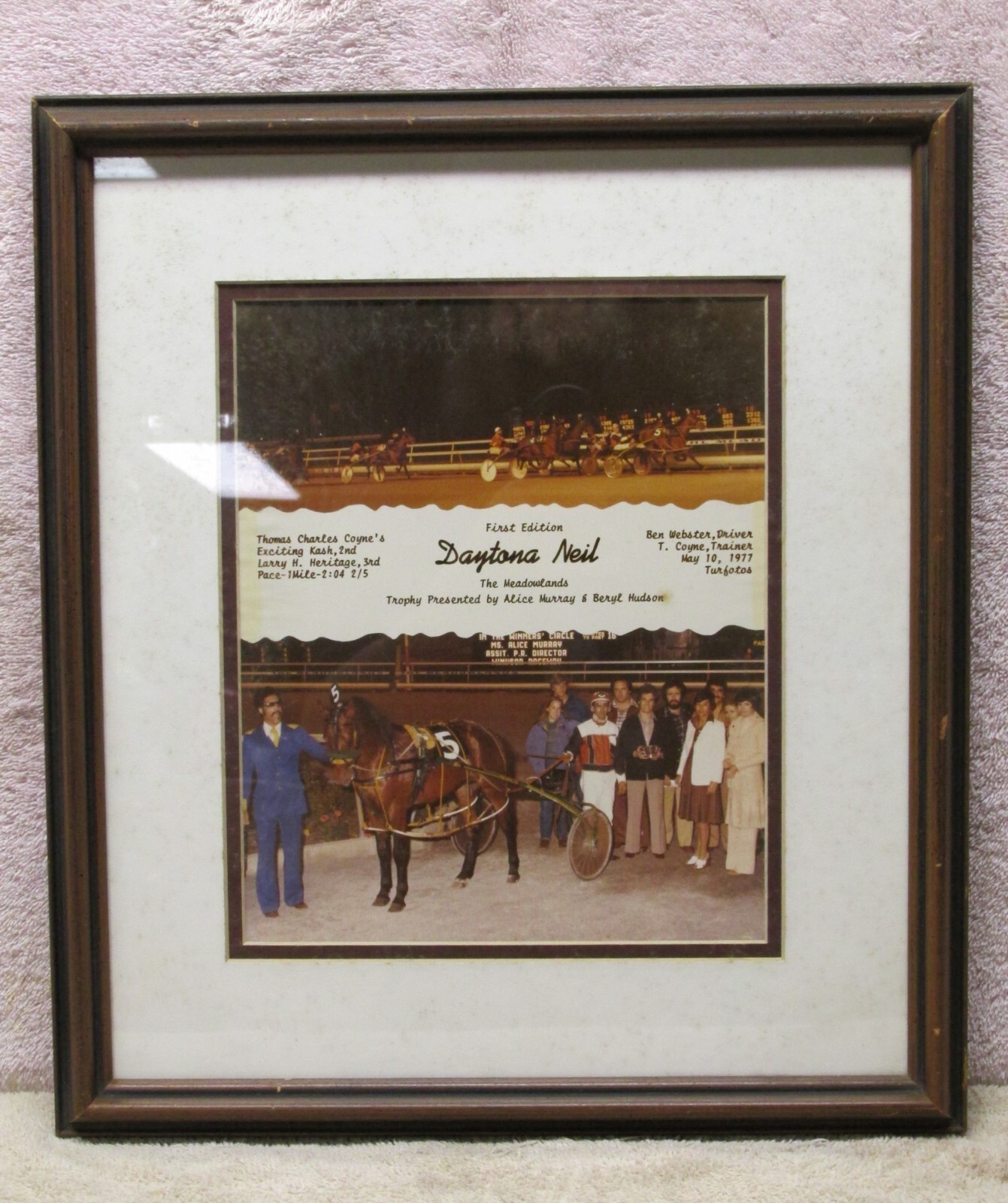 Vintage Horse Racing Winners Circle photos w/ horse, driver, owners