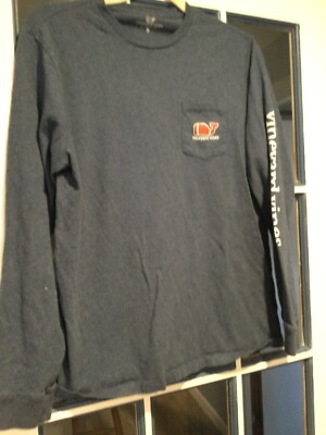 Vineyard Vines T-Shirt Size XL 18 Youth FootballWhale Crew Neck Long Sleeve Gray