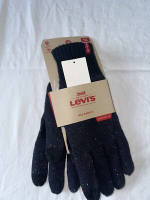 NWT LEVI'S MAX WARMTH TEXTING FINGER & THUMB HEAT RETENTION GLOVES, BLACK