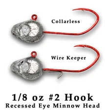 1/8oz Minnow Head With Recessed Eye w/#2 Sickle - Wire Keeper/Collarless (25ct)