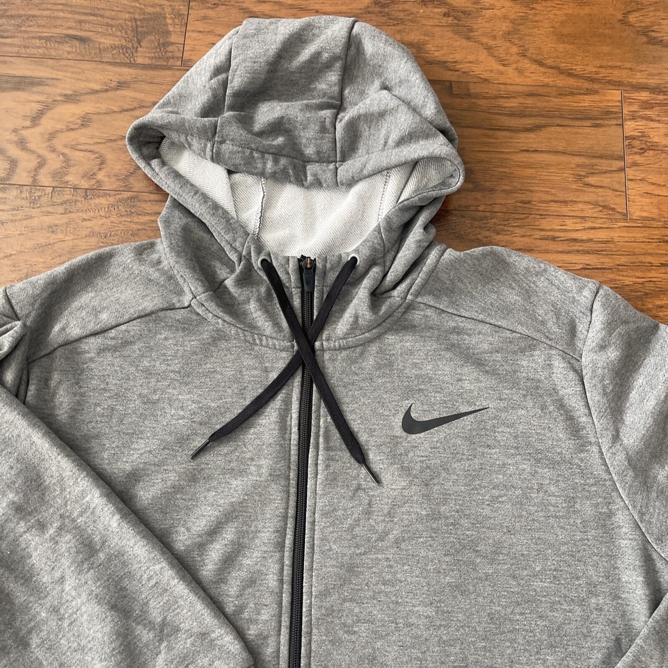 Nike DriFIT Mens Full Zip Training Hoodie Sweatshirt Gray Size 2XL