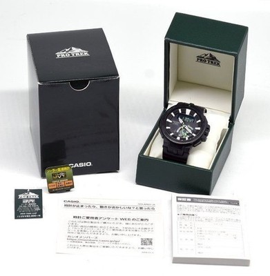 Casio Pro Trek PRW-7000 Digital Analog mit Box Schwarz Getestet Japan Gebrauc...