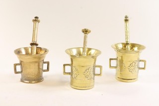 3x Apotheken Mörser mit Pistill Messing 19.Jhd (IG236)