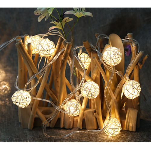 20LED Rattan Ball String Lights Romantic Decorative Fairy Light For Outdoor I - Picture 2 of 9
