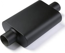 Universal 2.25" ID Dual Chamber Exhaust Muffler   17" Overall 2.25 Inch BLACK