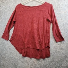 Ann Taylor Loft Women's Maroon Red Scoop Neck Asymmetrical T-Shirt Top Size S