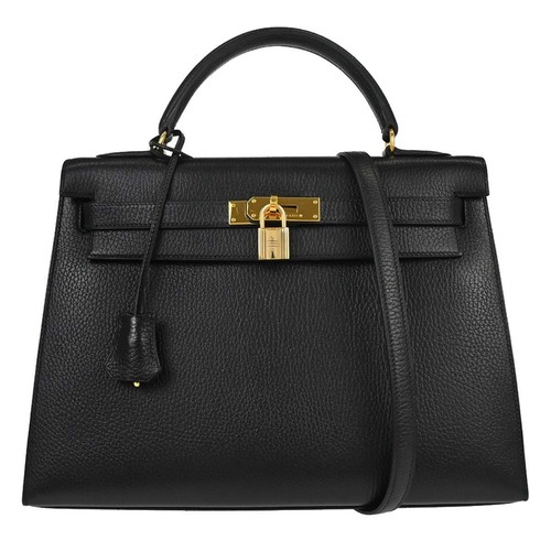 Hermes Black Ardennes Kelly 32 Sellier 2way Handbag ◯X 15 178305