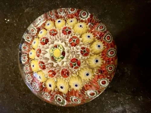 New ListingVintage Murano Italy Millefiori Glass Paperweight Handcrafted Art Glass