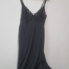 Y2K Victoria  s Secret Silk Black Bias Goth VTG Maxi Gown Slip Dress Sheer 90s XL