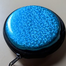 Blue/Black Round Zipper Closure Travel Case for Universal Earphones  Headphones