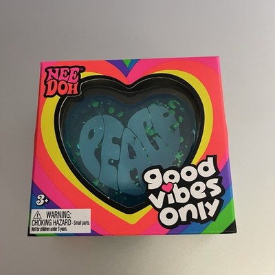 Schylling NeeDoh Good Vibes Only Heart Squeeze Toy Blue Peace Nee Doh Fidget