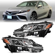 Full LED Headlights Assembly For 2021-2023 Toyota Camry SE Black Housing Pair