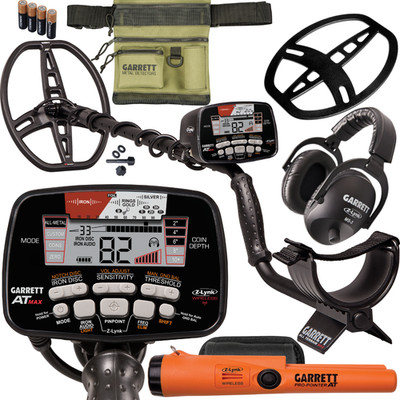 Garrett AT Max Metal Detector + Z-Lynk Headphone + Pinpointer + AT Pouch