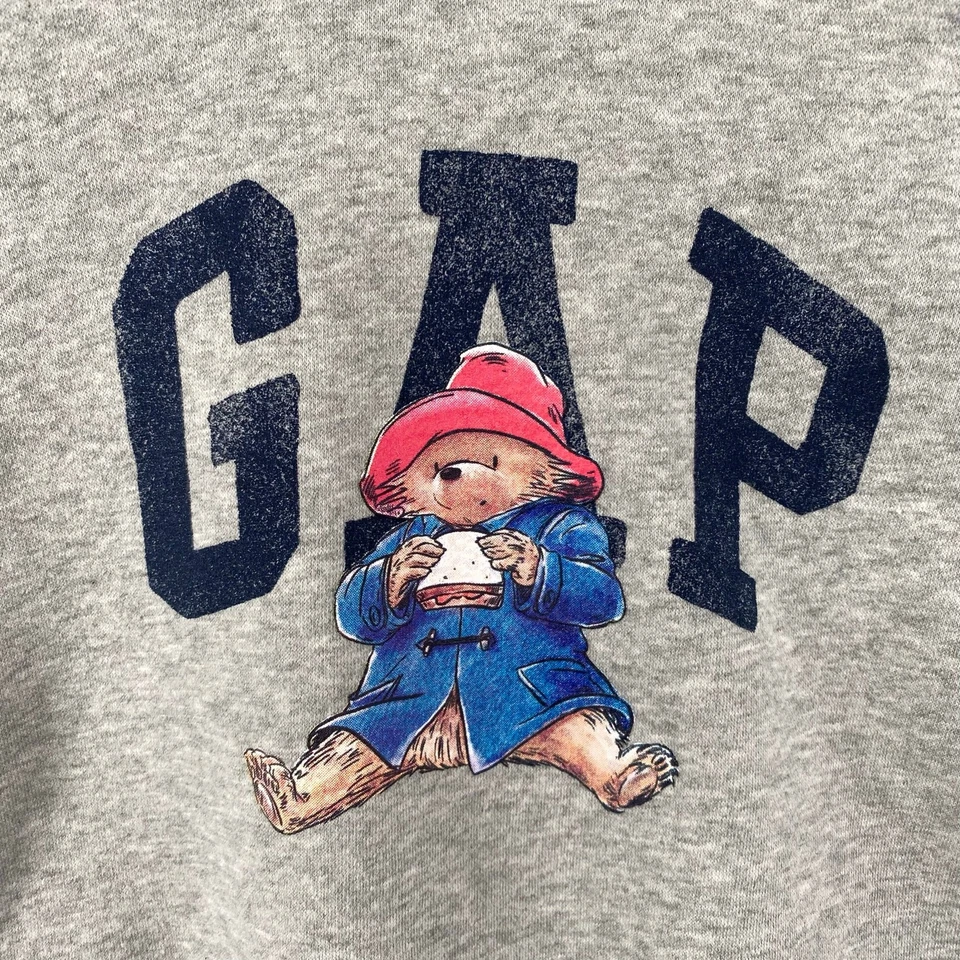 Sudadera con capucha gris Baby Gap x Paddington niños 5 mezcla de algodón logotipo deletreado Foto 3 de 4