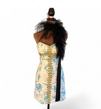 Tibi Women’s Blue, White, & Gold Mini Dress Versace Inspired Medusa Size 2