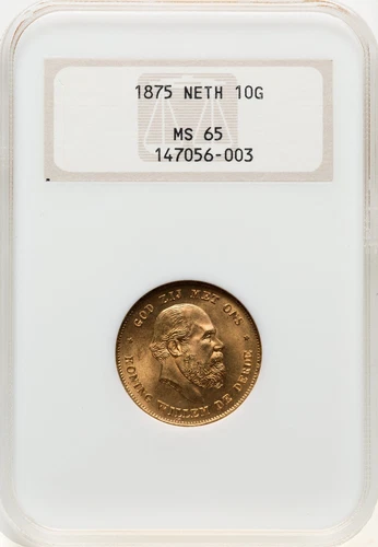 Netherlands - 1875 Willem III 10 Gulden - NGC MS65 - SUPERB COLOR & QUALITY!