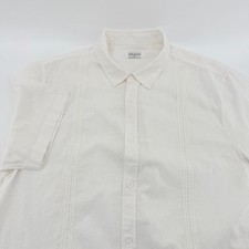 JEKAOYI Shirt Mens XL White Cotton Linen Guayabera Short Sleeve Button Down