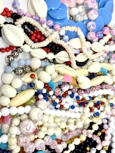 Lot 20+ Vintage Plastic Necklaces Colorful Long Layering Retro Costume Jewelry